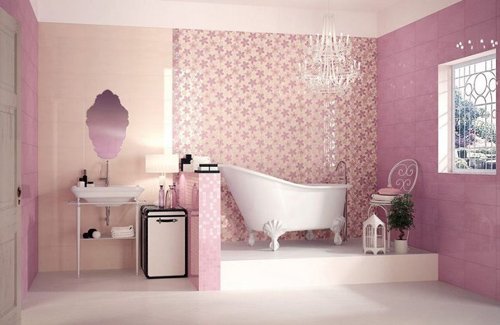 Дизайн ванной в розовых тонах  11 фото