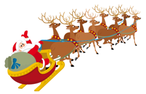 Дед Мороз на санях с оленями на прозрачном фоне 8