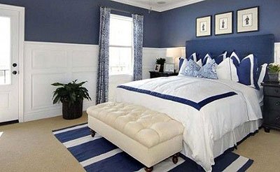 Фото дизайна спальни сине-голубые тона 14