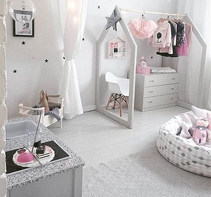 Фото дизайна детской комнаты в светло-серых тонах 15 фото