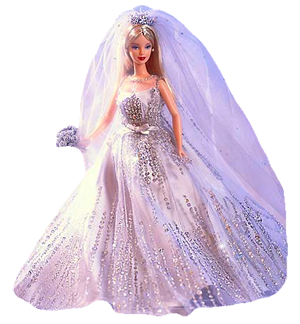 Куклы в свадебном платье на прозрачном фоне 3