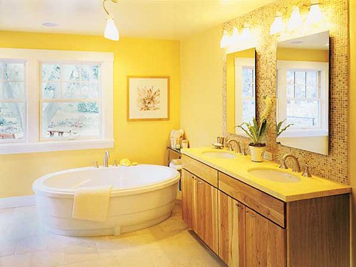 8 дизайнов ванной желтых оттенков