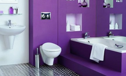 Фото дизайна ванной сиреневые цвета 17